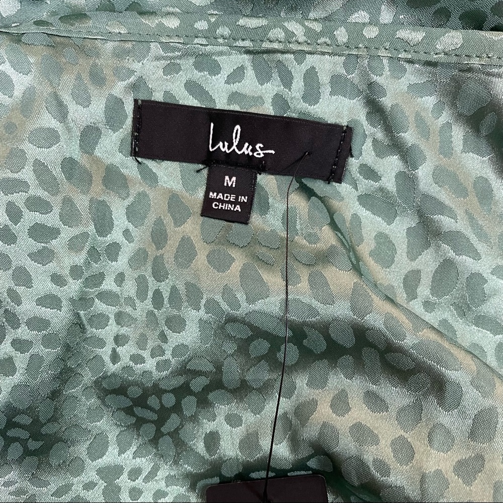 NWT Lulus Stunner Sage Green Satin Jacquard Cowl Neck Midi Dress - Picture 6 of 12